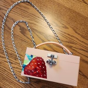 Edie Parker Pink Strawberry Crossbody Bag